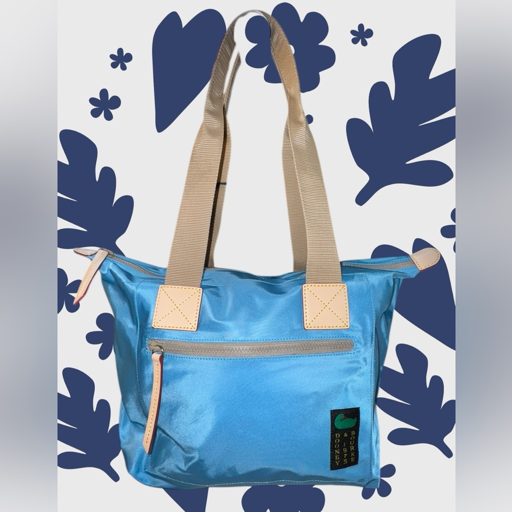 Dooney & Bourke Nylon Tote Bag Blue Zip Top Shoulder Bag NWT